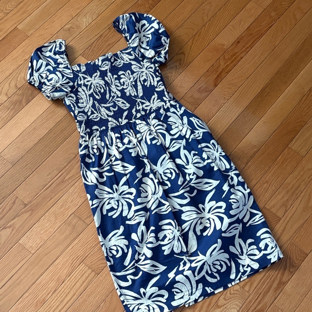 Monteau Navy and White Floral Midi Dress - Picture 6 of 8